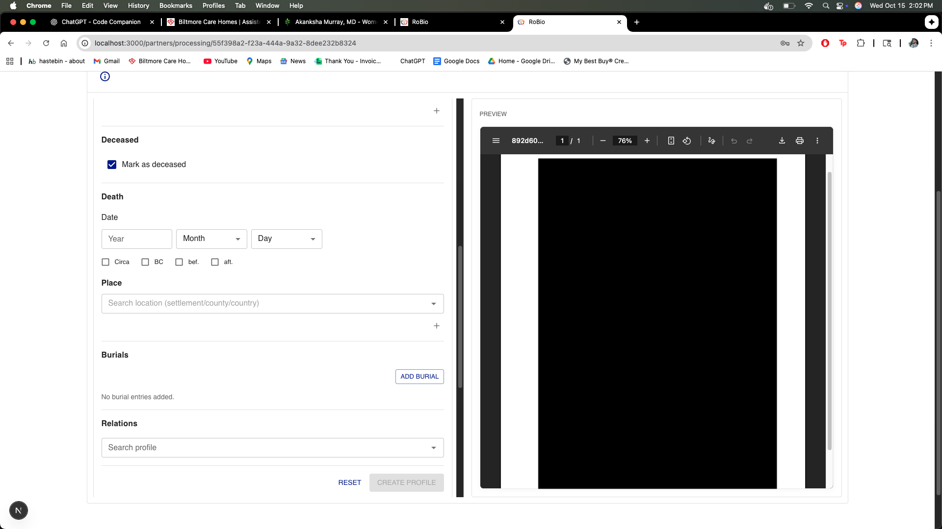 Formular procesare — partea 2