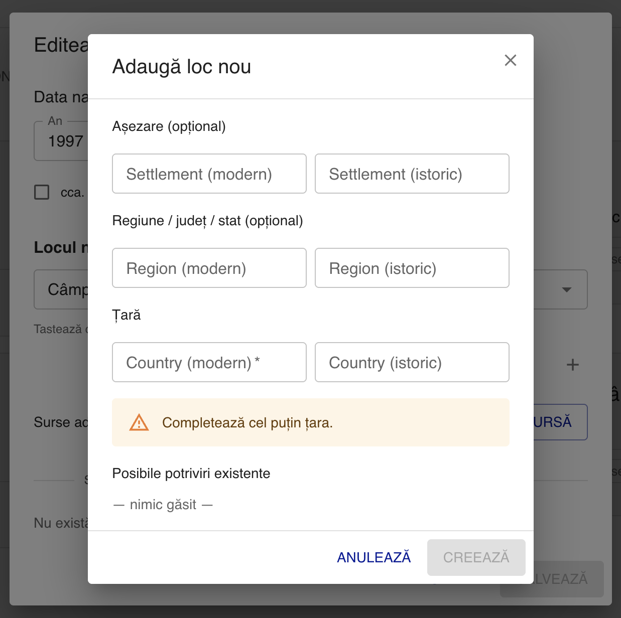 Cum creezi o locație nouă