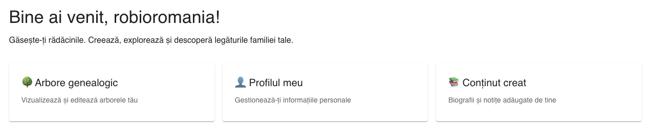 Butoanele principale de acțiuni din portal