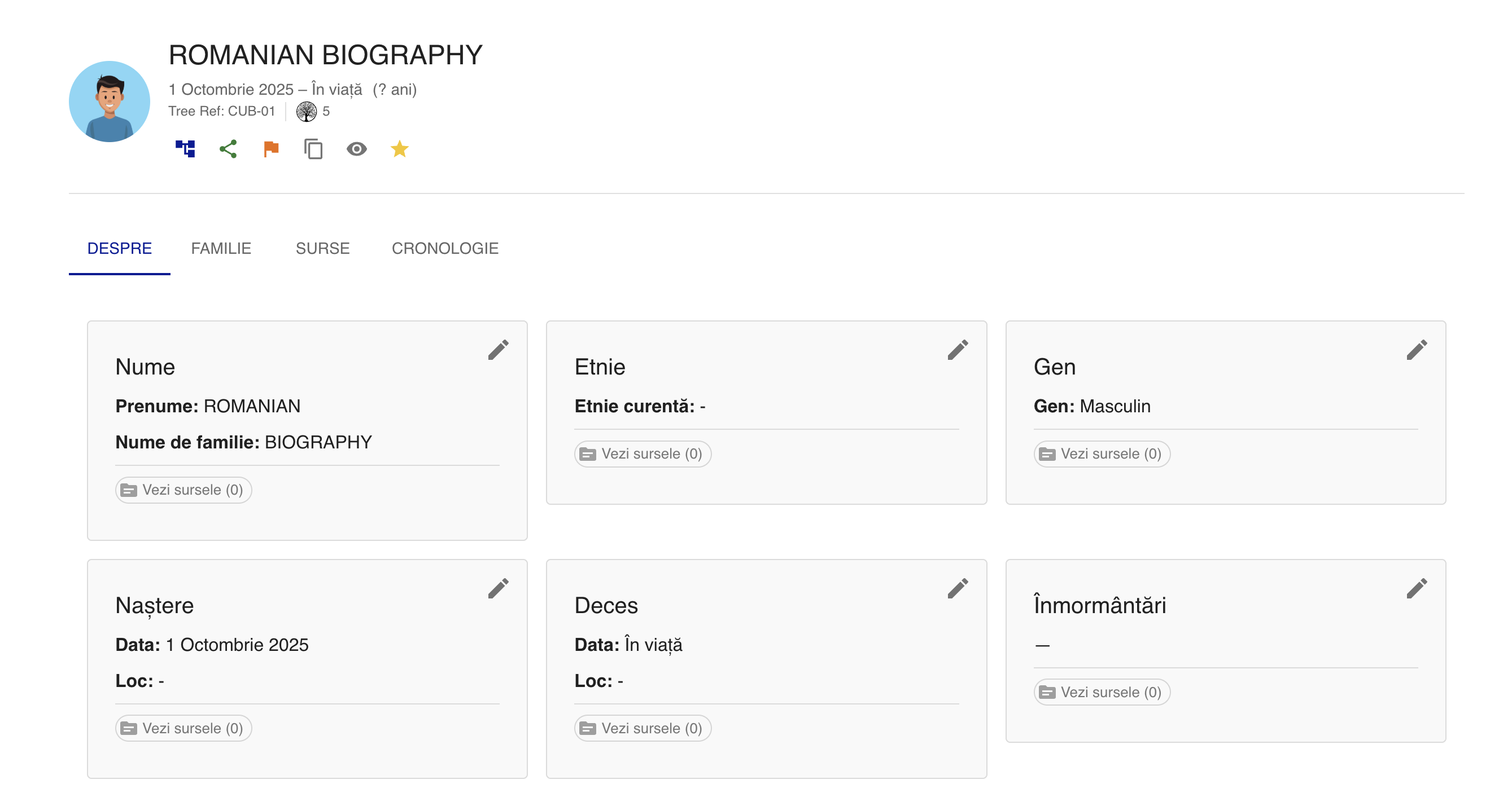 Pagină de profil atunci când nu ești deținător