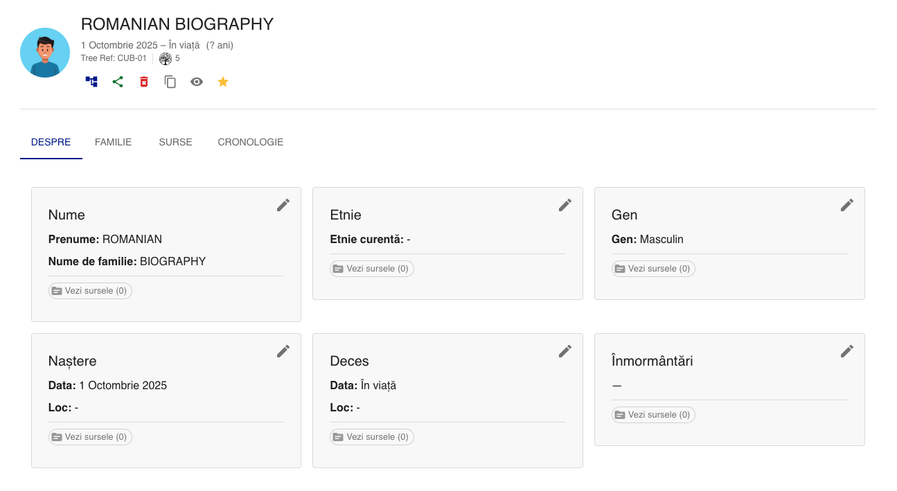 Pagină de profil atunci când ești deținător